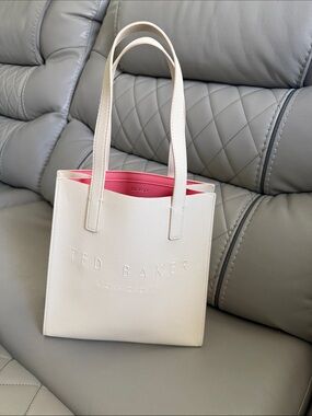 Ted Baker Cream Tote with Pink Interior Accent